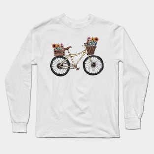 Wildflower Bicycle Cottagecore Long Sleeve T-Shirt